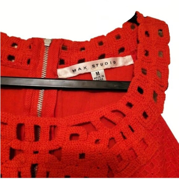 Brand New Women's Max Studio Eyelet Crocheted-Trim Sheath Dress - Picture 3 of 11